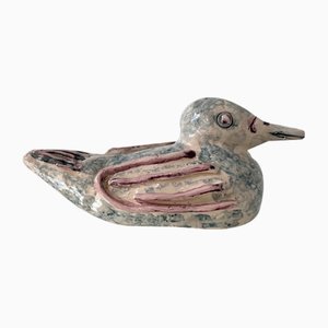 Escultura de pato de cerámica hecha a mano, años 50