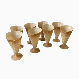 Vintage Cone-Shaped Ice Cream Cups, 1980s, Set of 8