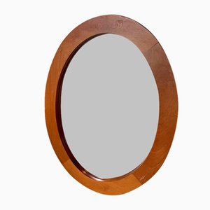 Specchio ovale in ciliegio, anni '70