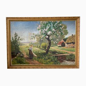 E. Crotat, Landscape, 1944, Oil on Canvas, Framed