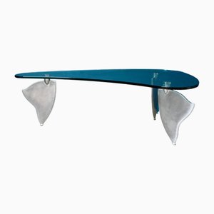 Flipper Glass Coffee Table in Glass and Polished Aluminum by Matthew Hilton, 1987