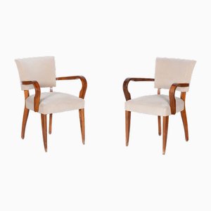 Set of Vintage French Art Deco Armchairs in Beech by Jules Leleu, 1930s