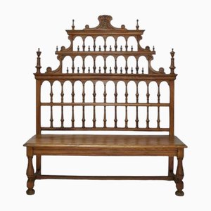 Antique Spanish Pine Carved Bench