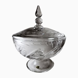 Italian Cut and Ground Crystal Table Centerpiece with Lid, 1985