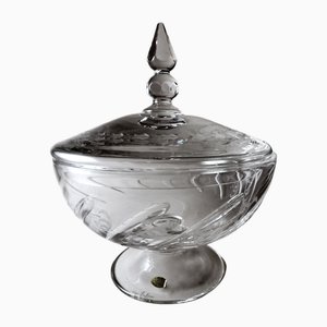 Italian Cut and Ground Crystal Table Centerpiece with Lid
