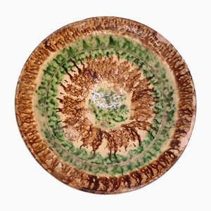 Handmade Clay Bowl Pottery Bowl Plate, 1930s