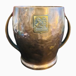 Vinoteca italiana Art Déco vintage de cobre martillado y latón, años 40