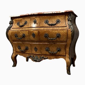 Louis XV Style Chest of Drawers in Precious Wood Marquetry, 1890s