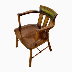 Ancienne Chaise de Clerc Vintage en Bois et Cuir par GHK, 1930s
