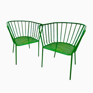 Grüne Italienische Vintage Metall Stühle, 1970er, 2er Set