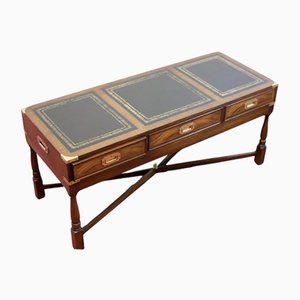 Tavolino da caffè vintage in quercia e ottone