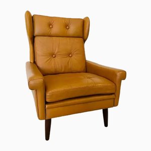 Vintage Danish Chair in Tan Leather by Svend Skipper, 1960s