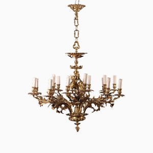 Antique Rococo Style Chandelier in Gilded Bronze