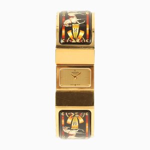 Loquet Enamel Bangle Watch in Gold from Hermes