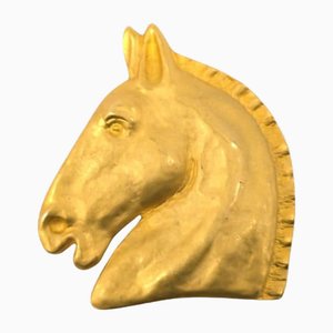 Broche de caballo vintage en tono dorado de Hermes