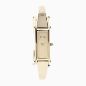 Rechteckige Armbanduhr mit Logo und Zifferblatt in Silber von Gucci