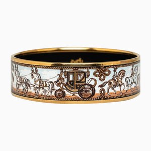 Large Bracelet Jonc Horse Carriage en Émail de Hermes
