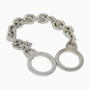 Bracelet Chain Triomphe with Golden Handcuff in Rhodium and Silver from Celine
