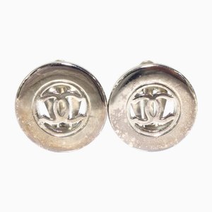 Coco Mark Metal Silver Earrings from Chanel, Set of 2