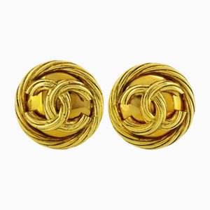 Coco Mark Circle in Plated Gold arrings from Chanel, Set of 2