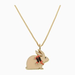 Rabbit Coco Mark White Gold Necklace from Chanel