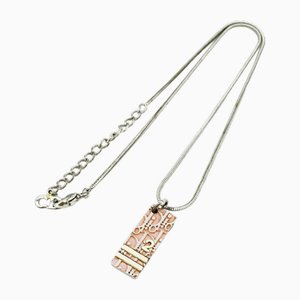 Trotter Plate Square Metal Silver, White & Pink Necklace by Christian Dior