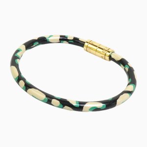 Keep It Schwarzes Unisex-Armband aus Lackleder mit Leopardenmuster von Louis Vuitton