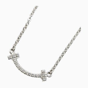 Tiffany&co. K18wg White Gold T Smile Necklace 62617799 Diamond 2.3g 40-45.5cm Womens