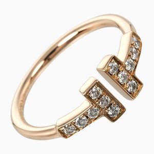 Vintage T-Wire Ring aus K18 Pg Roségold mit 12 P Diamanten von Tiffany & Co.