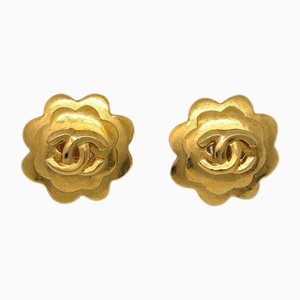 Boucles d'Oreilles Fleur Dorées de Chanel, Set de 2