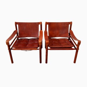 Sirocco Leather Lounge Chairs by Arne Norell, 1964, Set of 2