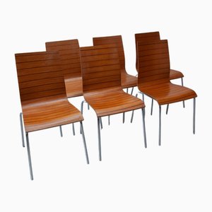 Stapelbare Vintage Stühle aus Schichtholz mit hoher Rückenlehne, 1980er, 6er Set
