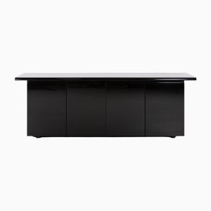 Vintage Italian Lacquered Black Gloss Sideboard, 1980s