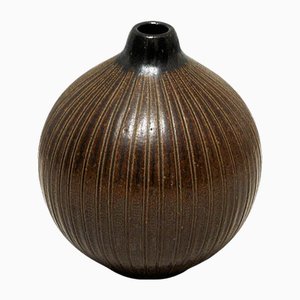 Scandinavian Melon-Shaped Ceramic Vase by Wallåkra, Sweden, 1940s