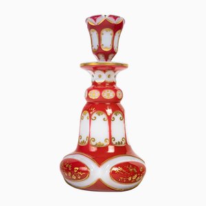 Red, Gold and White Opaline Overlay Bottle, 19th Century