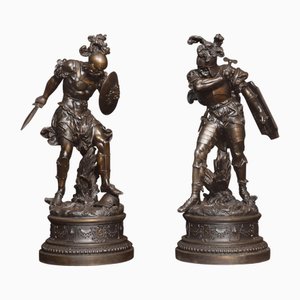 Figure di guerrieri di Spelter, metà XIX secolo, set di 2