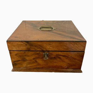 Antique Victorian Figured Walnut Sewing Box, 1860s