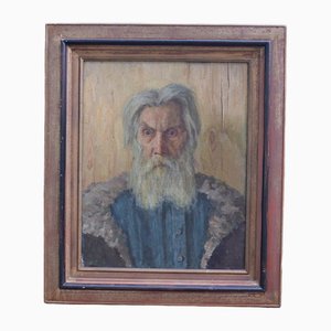 Portrait of an Elderly Bearded Man, Oil on Canvas, Framed