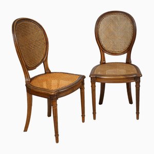 Antike Französische Napoleon III Medaillon Stühle aus Nussholz, 6 . Set