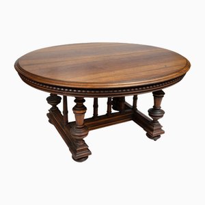 Antique Oval Henry II Table in Walnut, France, 19th Century