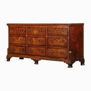 English George III Oak & Mahogany Dresser Base / Chest Drawers, 1800