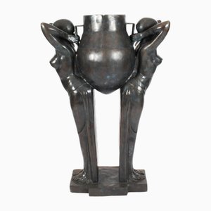 Art Deco Wasserträger Jardiniere aus Bronze, 20. Jahrhundert