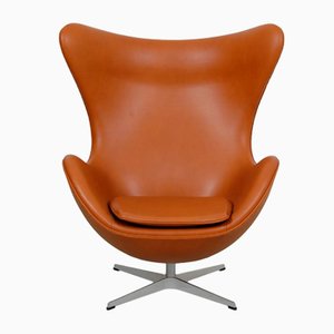 Egg Chair aus Nussholz Grace Leder von Arne Jacobsen