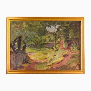 Bertrand Py, The Clearing, Oil Painting on Canvas, 1946, Framed