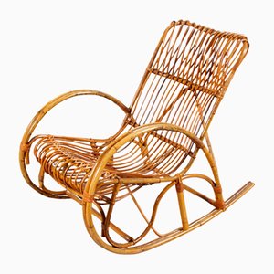 Rocking Chair Mid-Century en Bambou et Rotin par Franco Albini, 1960s
