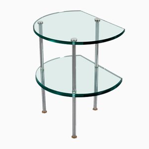 Italian Double Shelf Thick Glass Side Table, 1960s