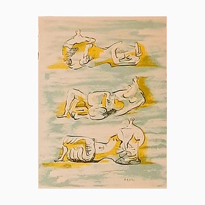 Henry Moore, Las figuras reclinadas, Litografía, 1971