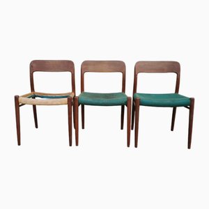 Model 75 Chairs by Niels Otto (N. O.) Møller, 1950s, Set of 3