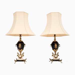 Large Vintage French Marble Table Lamps, 1930, Set of 2