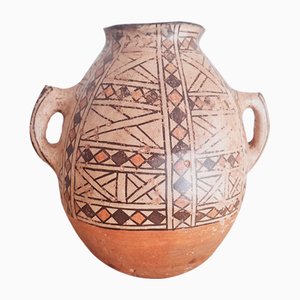 Pot Bereber Antique en Terre Cuite avec Motif Géométrique, 1980s